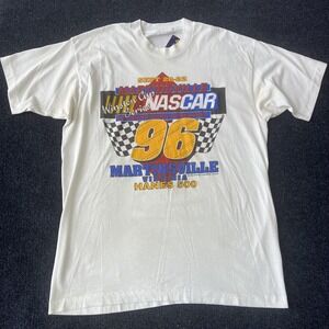 Vintage NASCAR Martinsville Shirt Mens XL White Winston Cup Hanes 500 Racing 90s